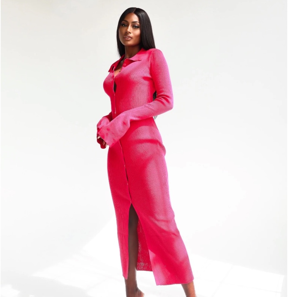 Pink Plastic Pink Button Down Dress